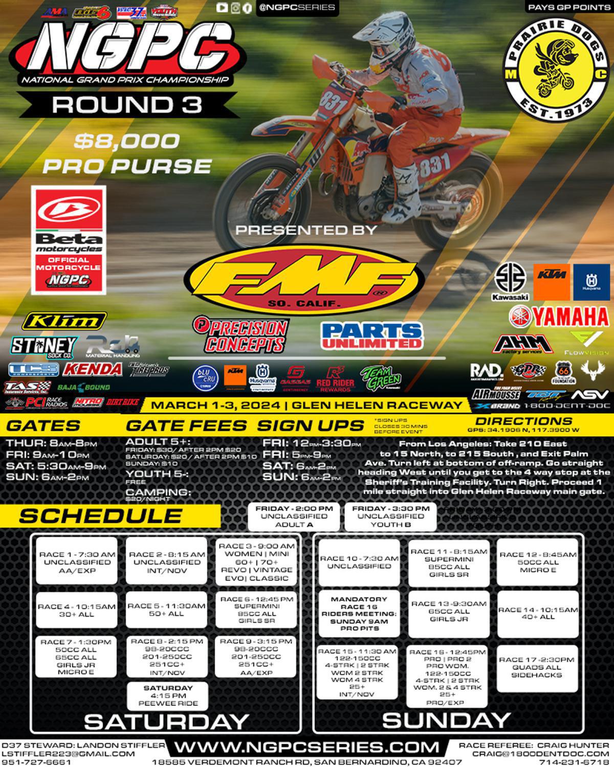 Round 3 – Prairie Dogs MC Glen Helen Grand Prix – San Bernardino, CA
