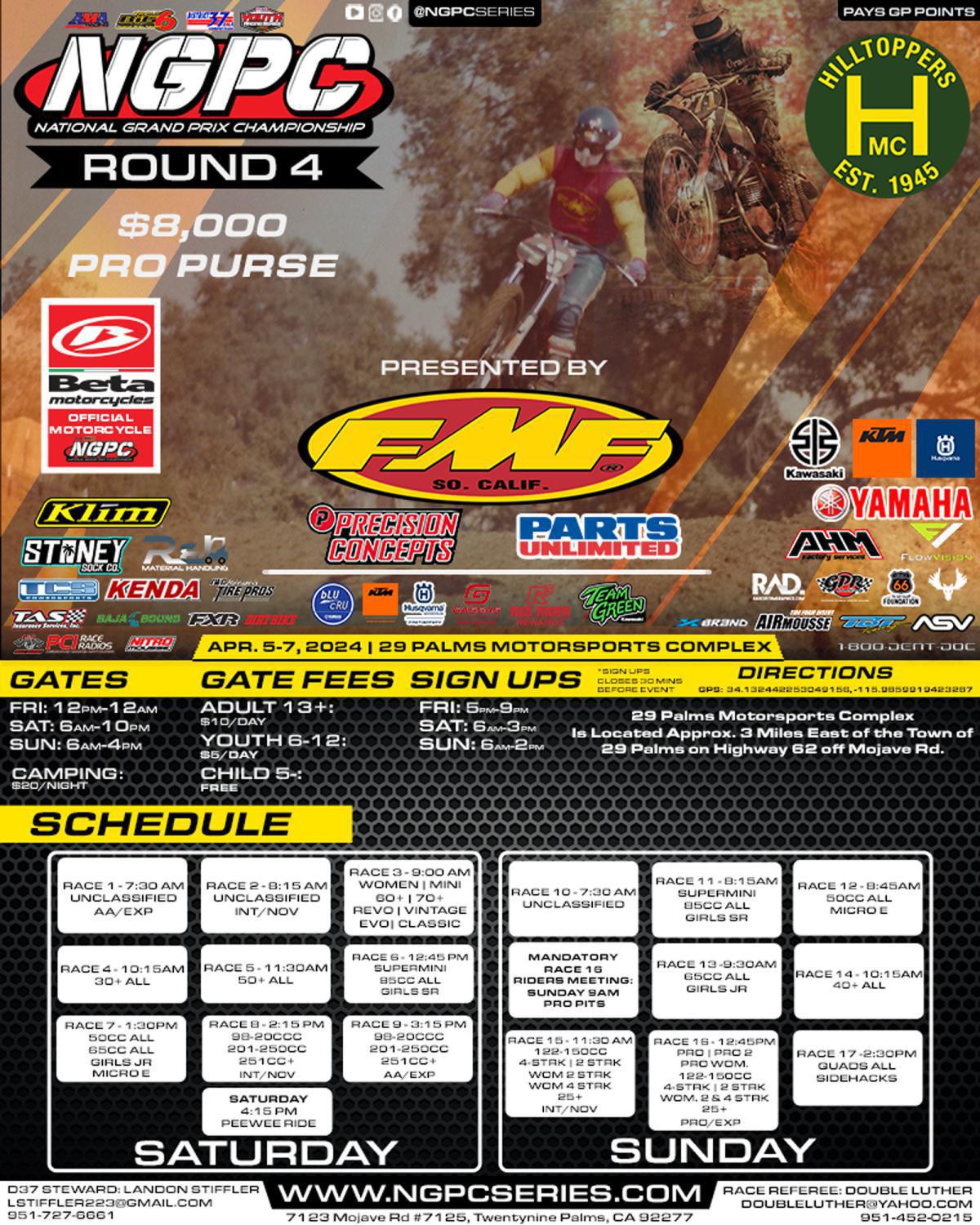 Round 4 – Hilltoppers MC Wild West Grand Prix – 29 Palms, CA