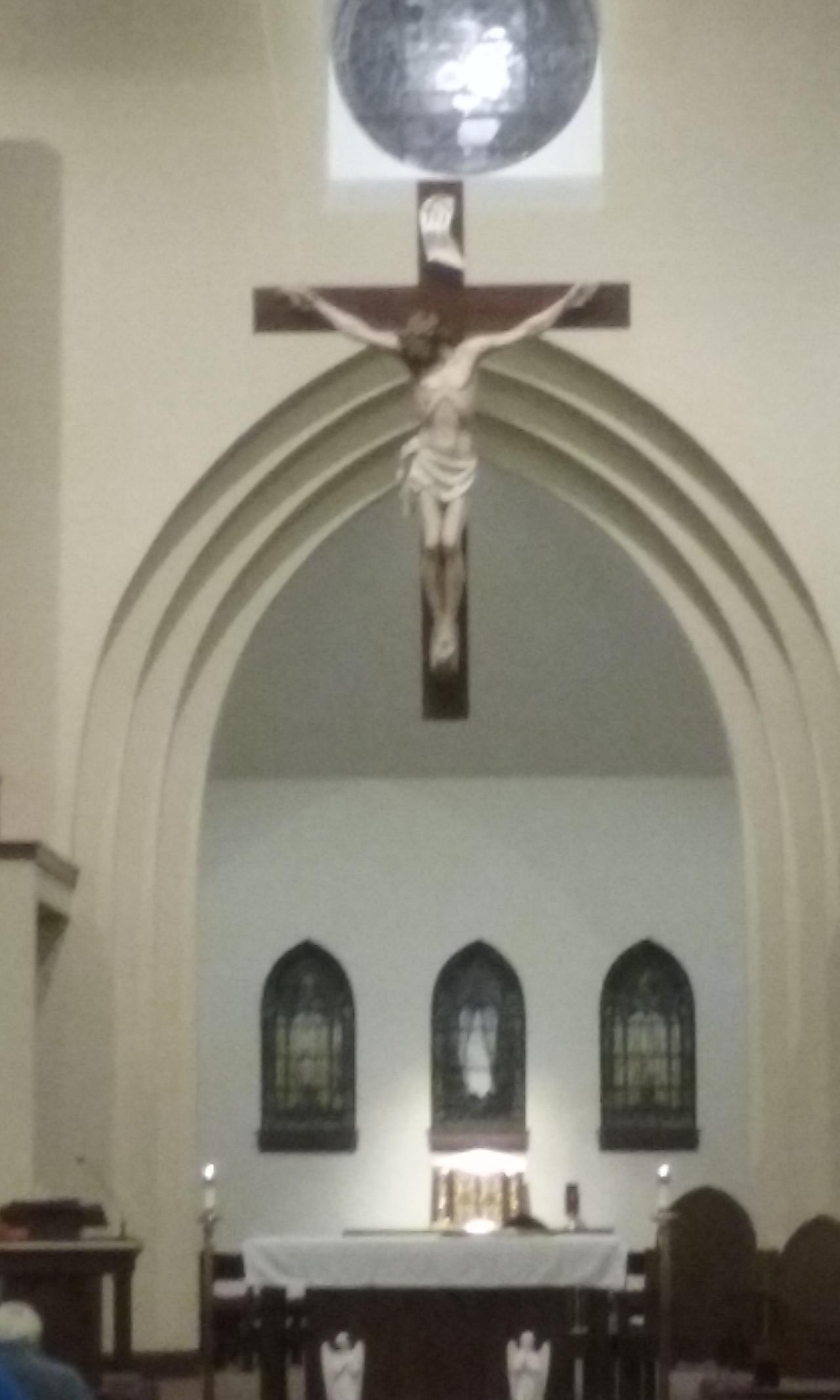inside church crusifix
