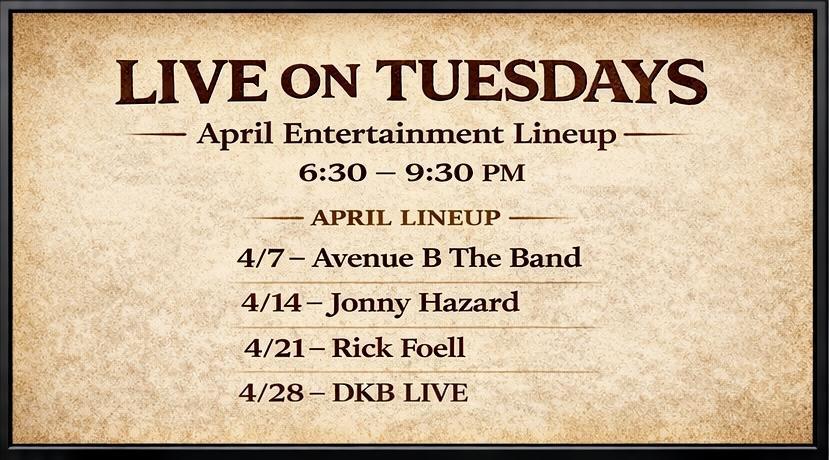 LIVE on TUESDAYS - 4/28