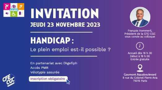 Colloque confédéral du 23/11/2023 sur le HANDICAP Colloque confédéral du 23/11/2023 sur le HANDICAP
