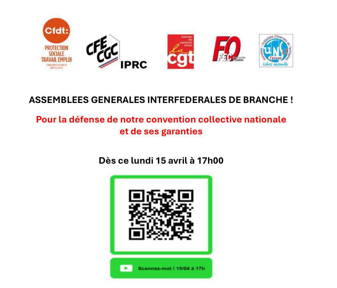 Assemblée générale de Branche du 15 avril à 17 h