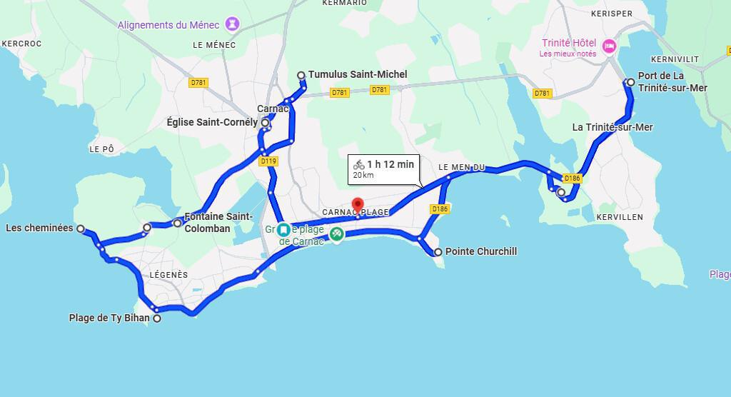🚴‍♂️20km Boucle de Carnac – Plage de Saint-Colomban- Trinité sur mer 