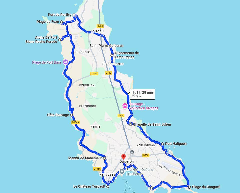 🚴‍♂️ 24Km Boucle de Quiberon – Menhirs, plages et côte sauvage
