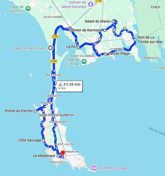 🚴‍♂️62 km Boucle Quiberon – Carnac – La Trinité-sur-Mer – Côte Sauvage