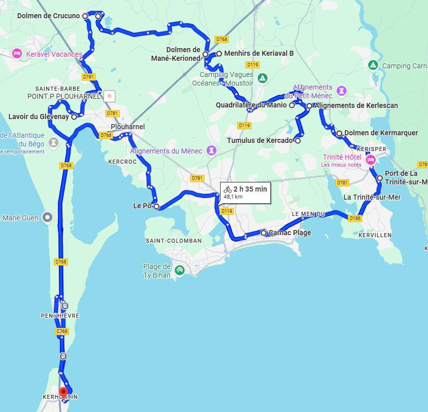 🚴‍♂️48 Km Boucle Saint-Pierre-Quiberon – Crucuno – Carnac – Trinité-sur-Mer 