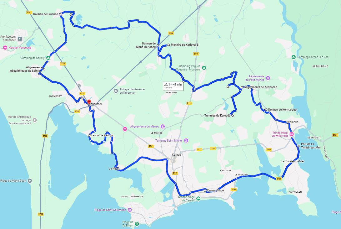🚴‍♂️ 33 km Boucle de Plouharnel aux mégalithes de Carnac -Trinité-sur-mer