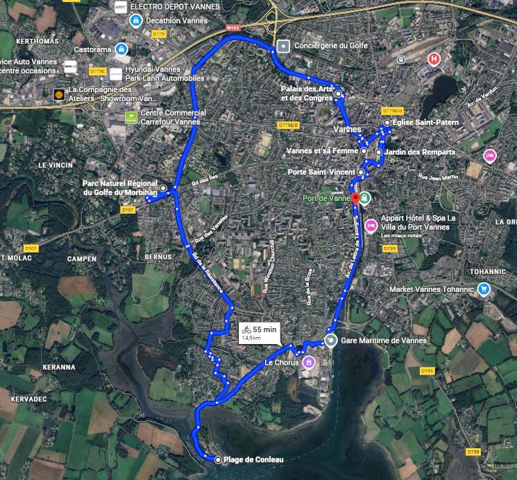 🚴♂️15 km Boucle urbaine & bord de mer : Vannes – Parc du Golfe – Conleau 🚴♂️15 km Boucle urbaine & bord de mer : Vannes – Parc du Golfe – Conleau
