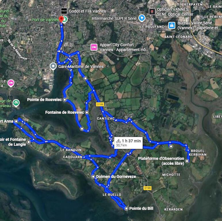 🚴‍♂️30 km Boucle nature de Vannes à Séné – Marais, patrimoine et bord de mer