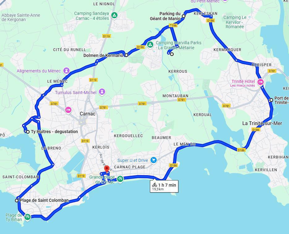 20 km Mégalithes, port, plages et Huitres