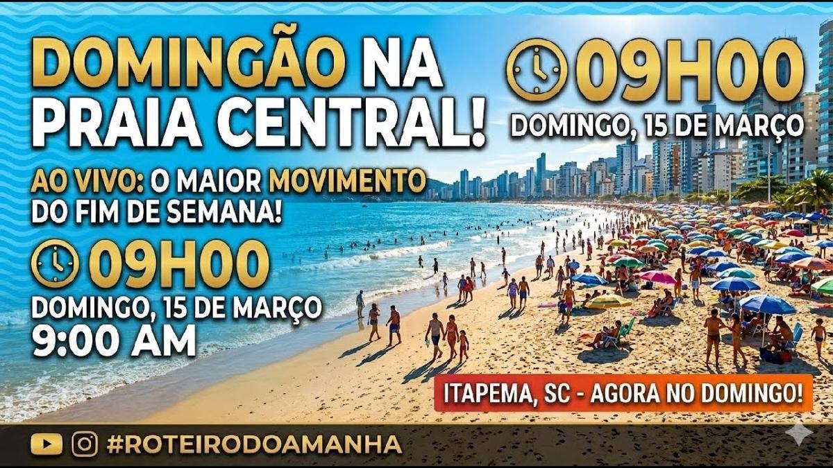 DOMINGÃO BOMBADOOO! 🏖️ Veja como está a Praia Central de Itapema agora, AO VIVO!