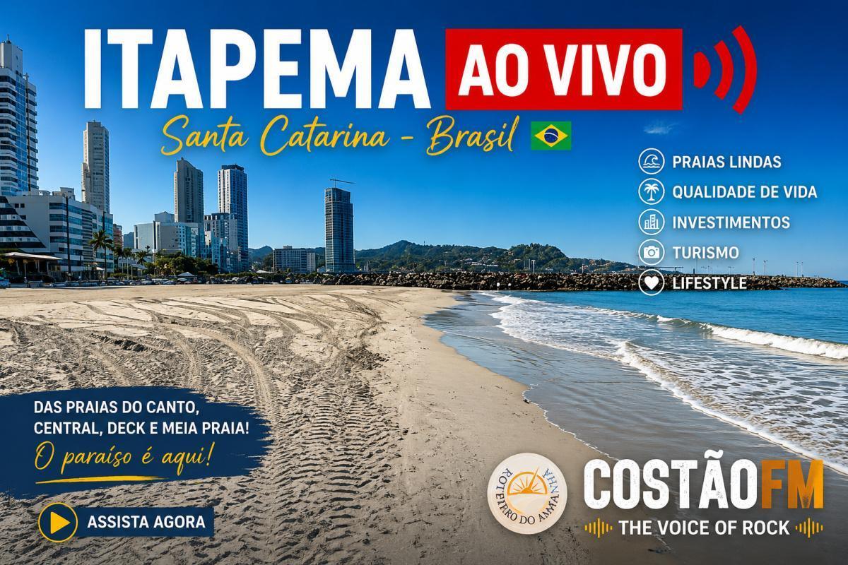 Itapema AO VIVO 🇧🇷 | Praias, Orla, Deck & Meia Praia 🌊 | Live Beach Cam Brazil | Costão FM