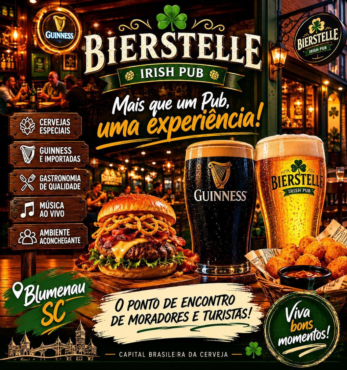 🍀 Bierstelle Irish Pub Blumenau | Guinness, Chopp e Gastronomia