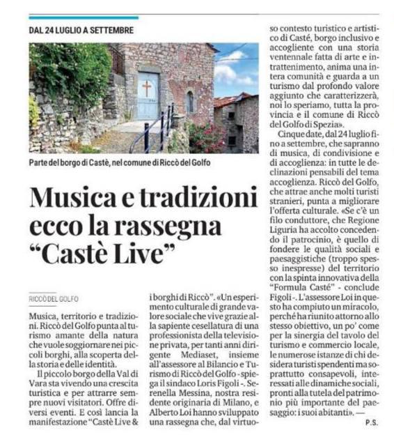 Musica e Tradizioni, la rassegna "Castè Live"