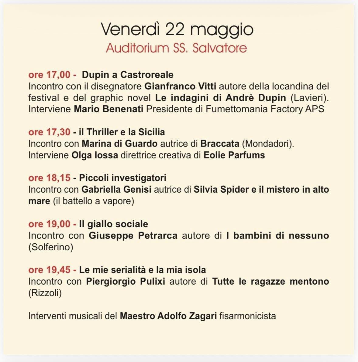 Castroreale Mystery Festival – VII Edizione (Inizio incontri ore 17:00) Castroreale Mystery Festival – VII Edizione (Inizio incontri ore 17:00)