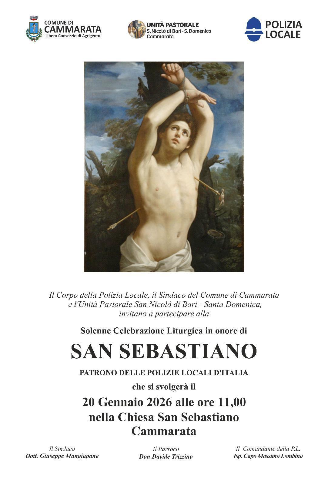 Festa di San Sebastiano, patrono dei Vigili Urbani - Santa Messa (inizio ore 11:00) Festa di San Sebastiano, patrono dei Vigili Urbani - Santa Messa (inizio ore 11:00)