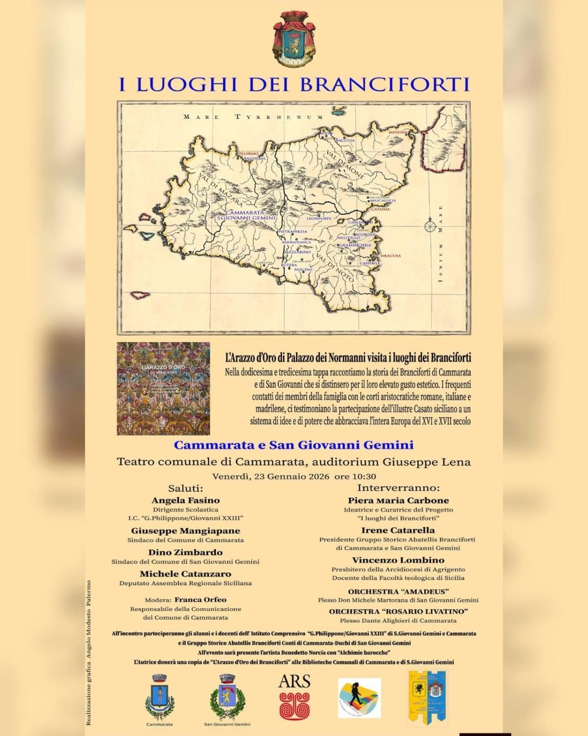 Convegno: “L’Arazzo d’Oro di Palazzo dei Normanni e la visita ai luoghi dei Branciforti” (inizio ore 10.30)