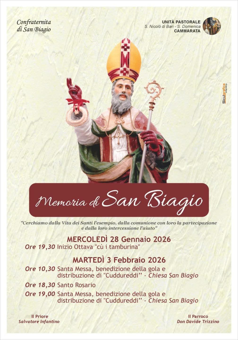 Memoria di San Biagio (dalle ore 10.30)