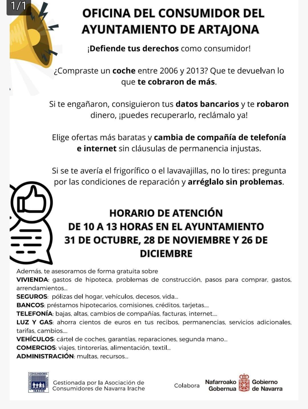 Oficina del Consumidor – Ayuntamiento de Artajona