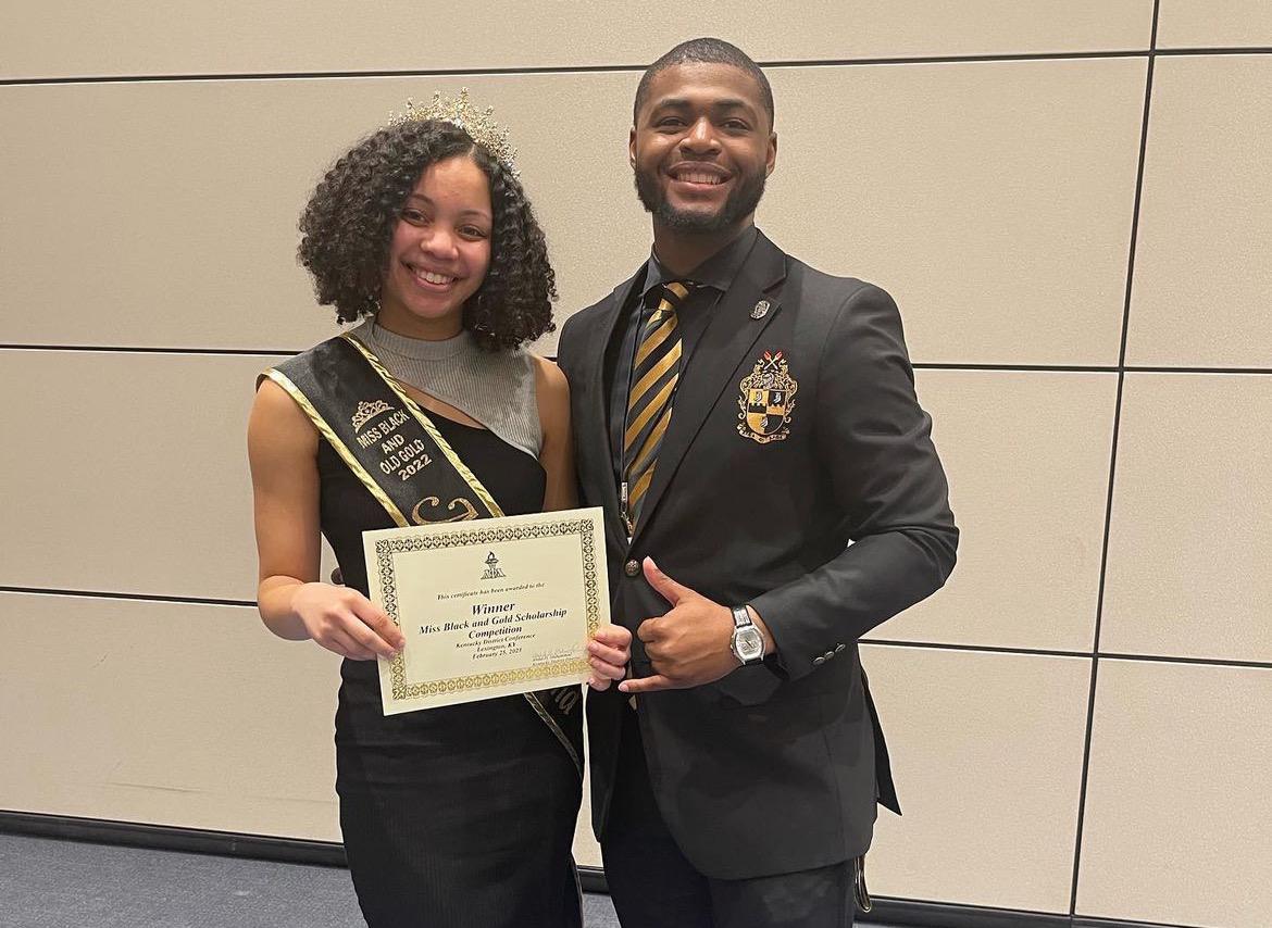 Alpha Pi's Miss Black & Old Gold, Brianna Williams, wins the KY District Miss & Old Gold Award