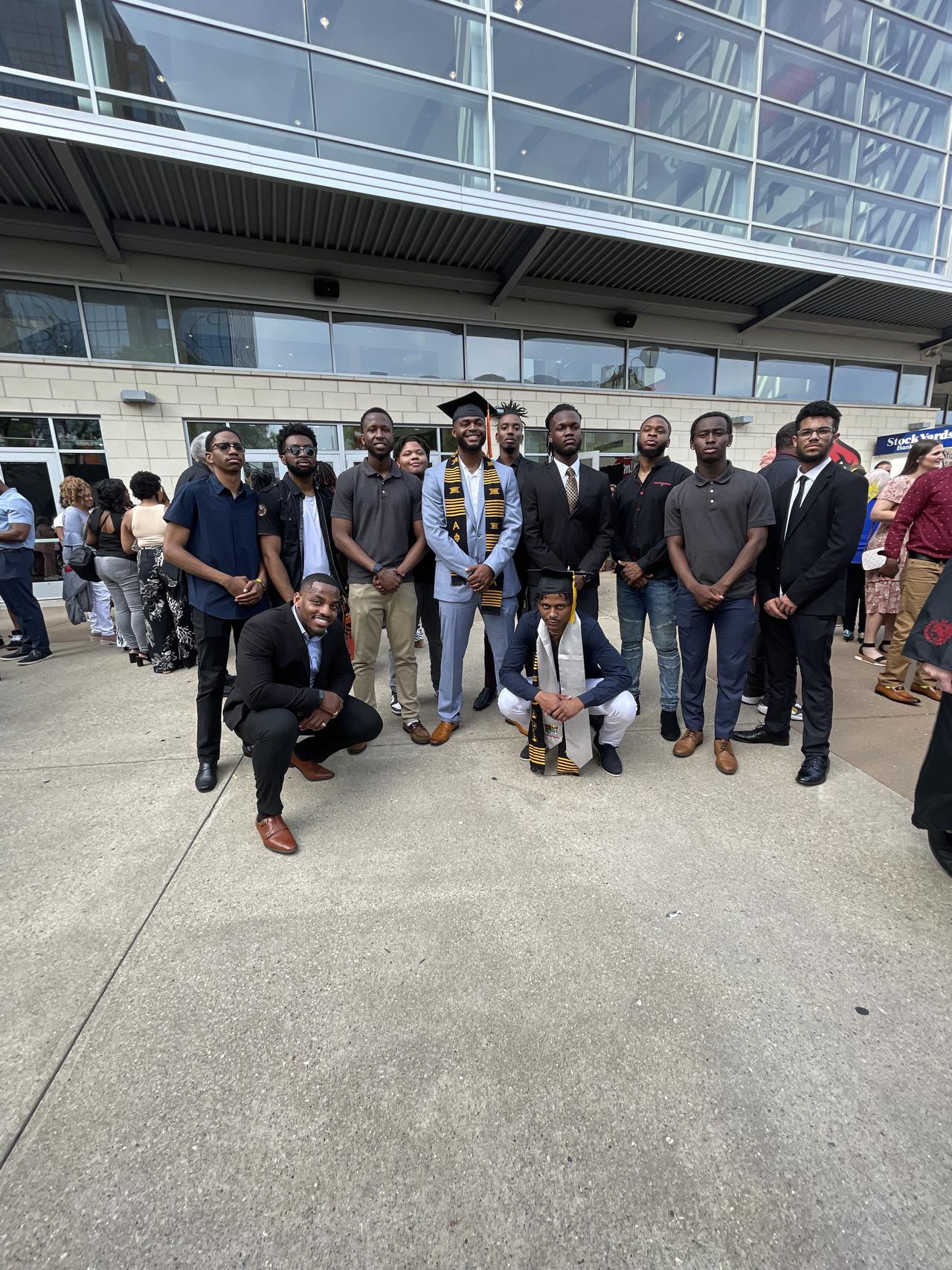 Alpha Pi brothers at Spring 2023 graduates,  Bro. Jayden Rankin & Bro. Myles Hopkins, graduation ceremony 