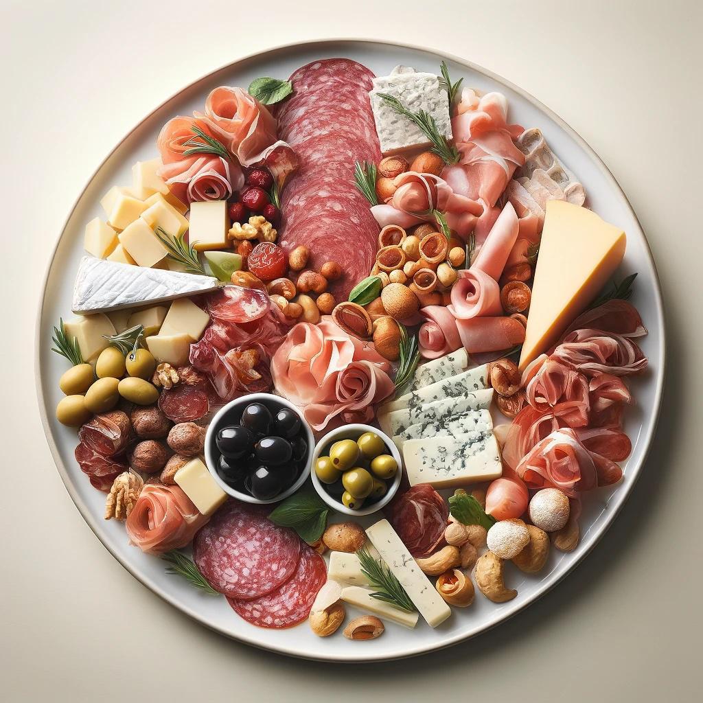 Salami and cheese plate