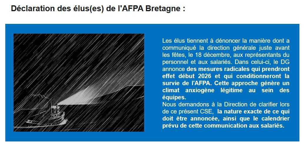 CSEE AFPA Bretagne du 21 janvier 2026