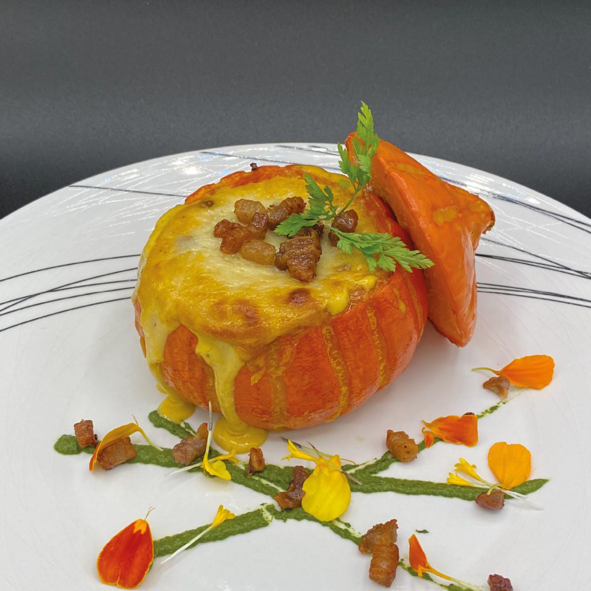 Recette Potimarrons farcis aux lardons, Fromages et châtaignes