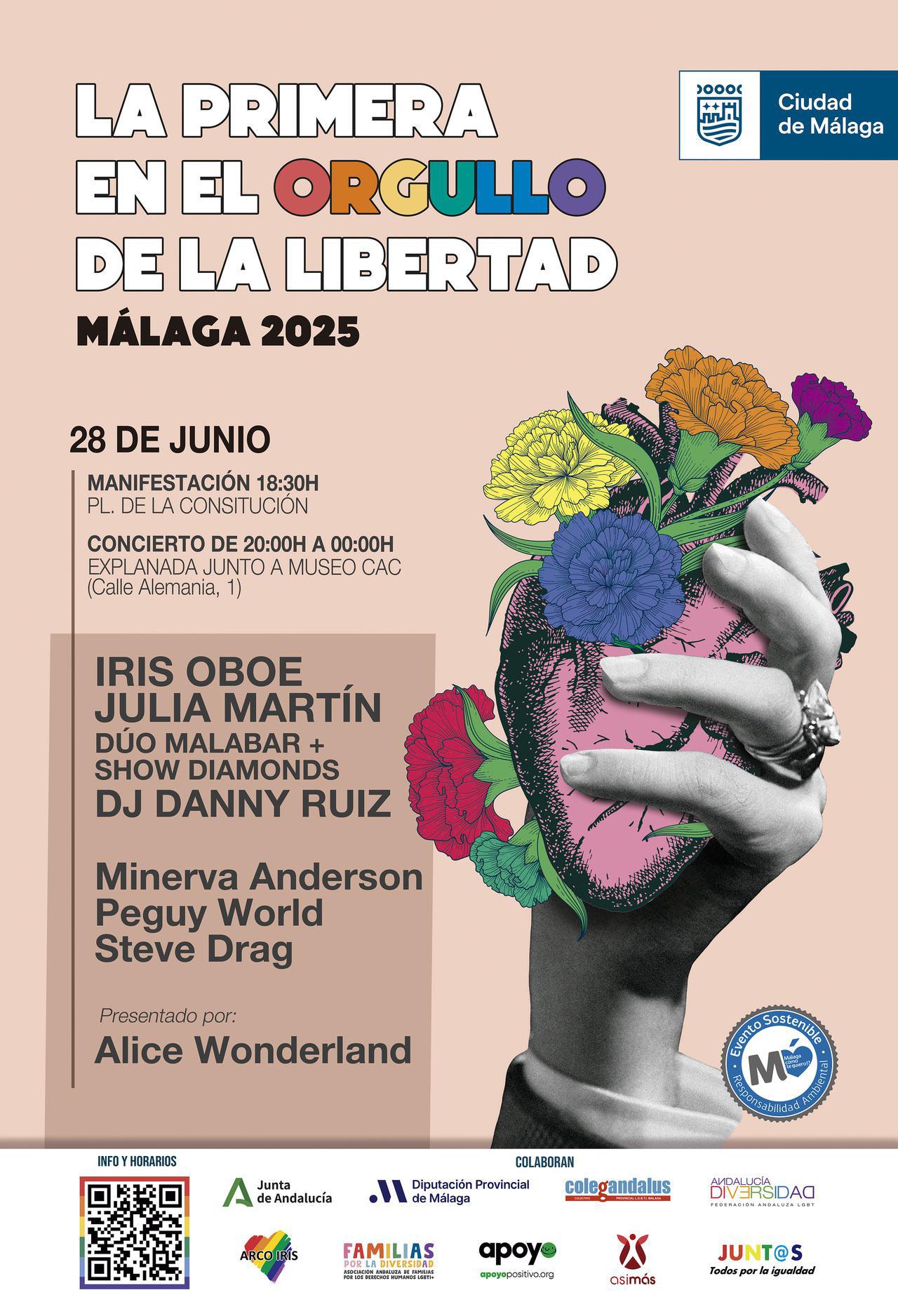 CARTEL ORGULLO LGTBI 2025 CIUDAD DE MALAGA INFORMATIVO