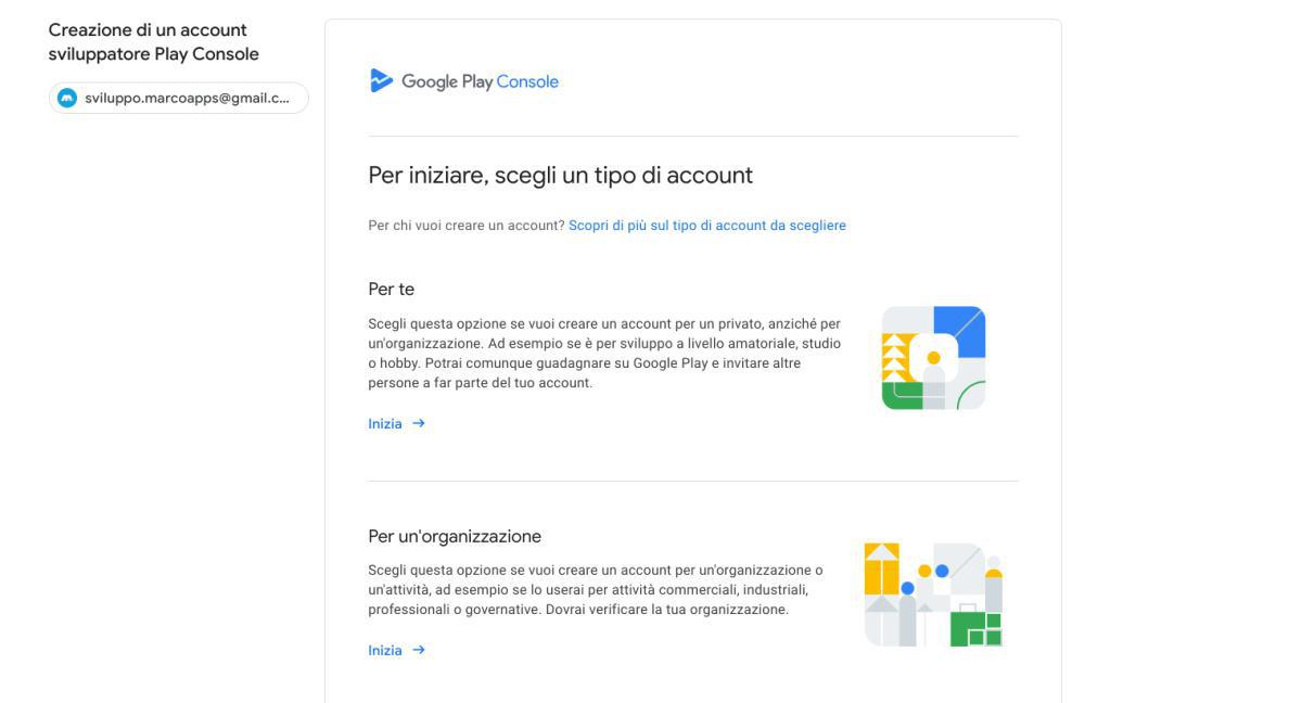 Creazione account sviluppatore Google Play (obbligatorio)