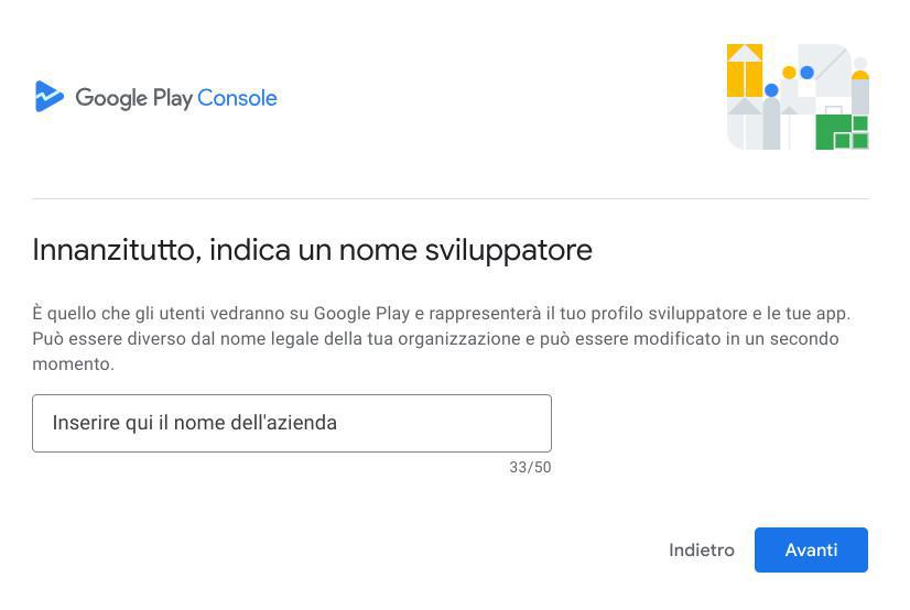 Creazione account sviluppatore Google Play (obbligatorio)
