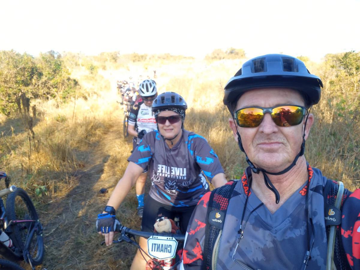 Imfolozi MTB Challenge - 40kms of the most incredible scenery. Some of the non riders spotted readying themselves this morning. #happiness