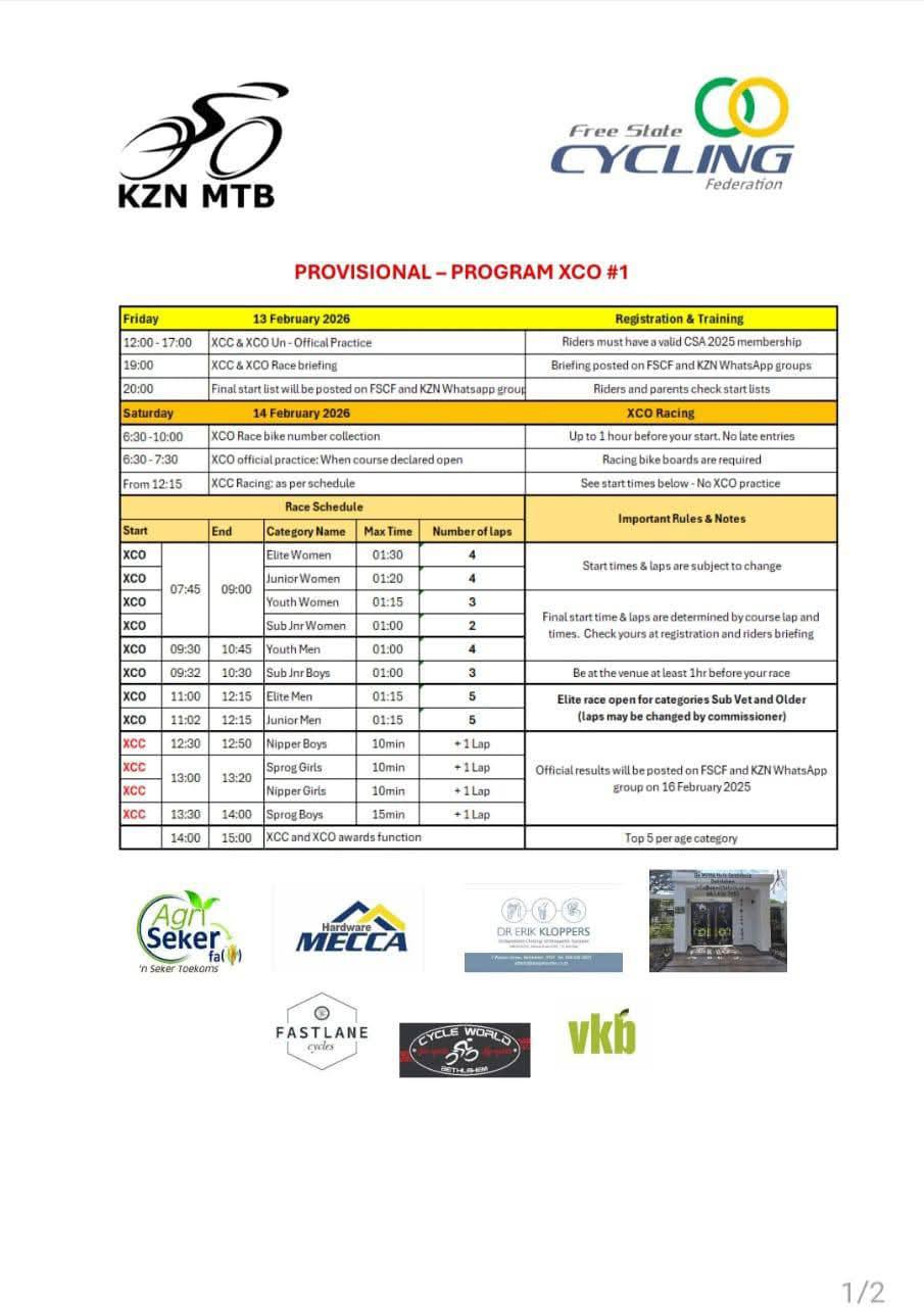 KZN XCO / XCC #1 (Free State & KZN Collabration) KZN XCO / XCC #1 (Free State & KZN Collabration)