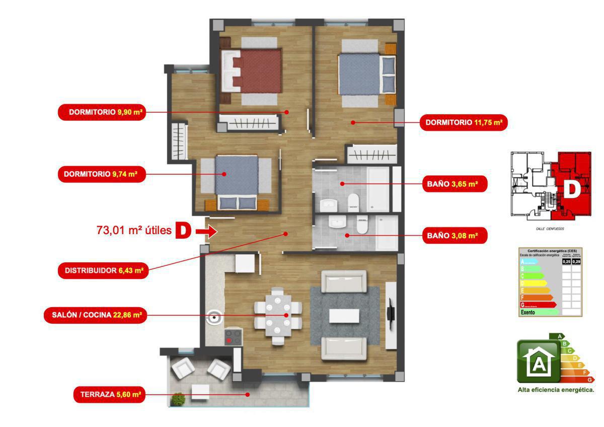 Vivienda Tipo D 2º - 3º