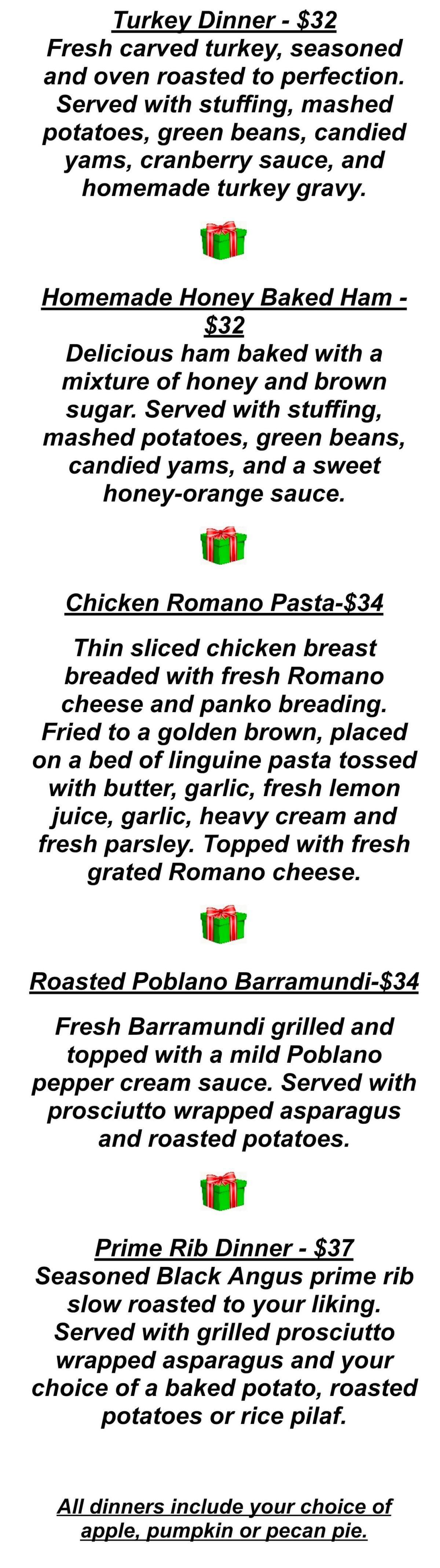 Christmas Menu - Ichabod’s Lounge Specials