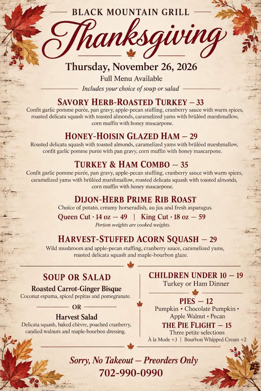 Thanksgiving Menu
