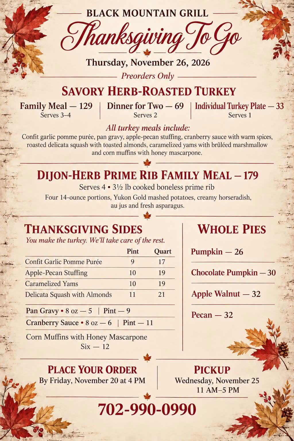 Thanksgiving Menu