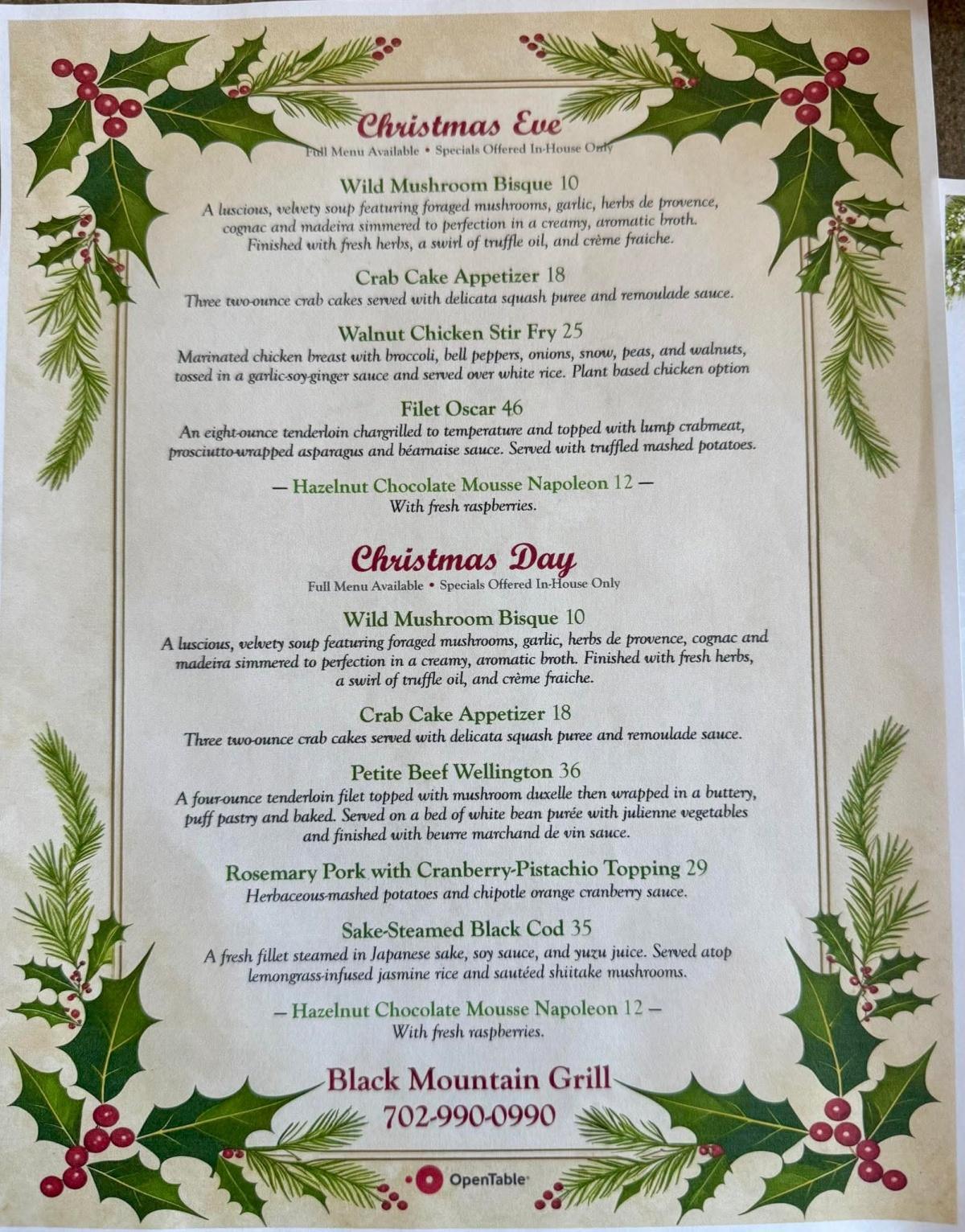 Christmas Menu