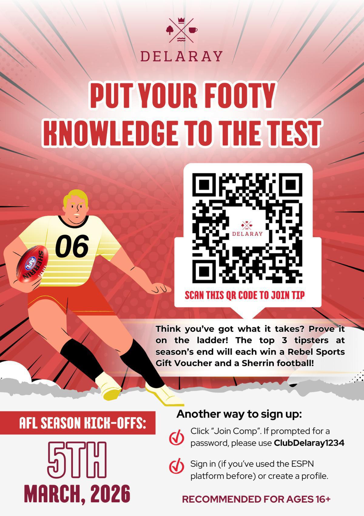 Footy Tipping Challenge at Club Delaray!