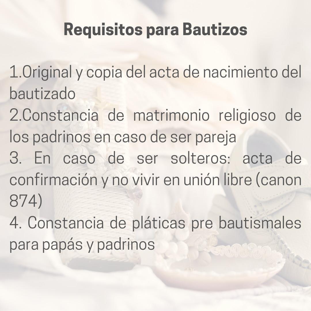 Requisitos para Bautizos