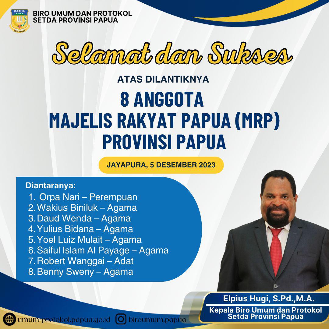 Wamendagri Lantik 8 Anggota Majelis Rakyat Papua Kantor Gubernur Provinsi Papua