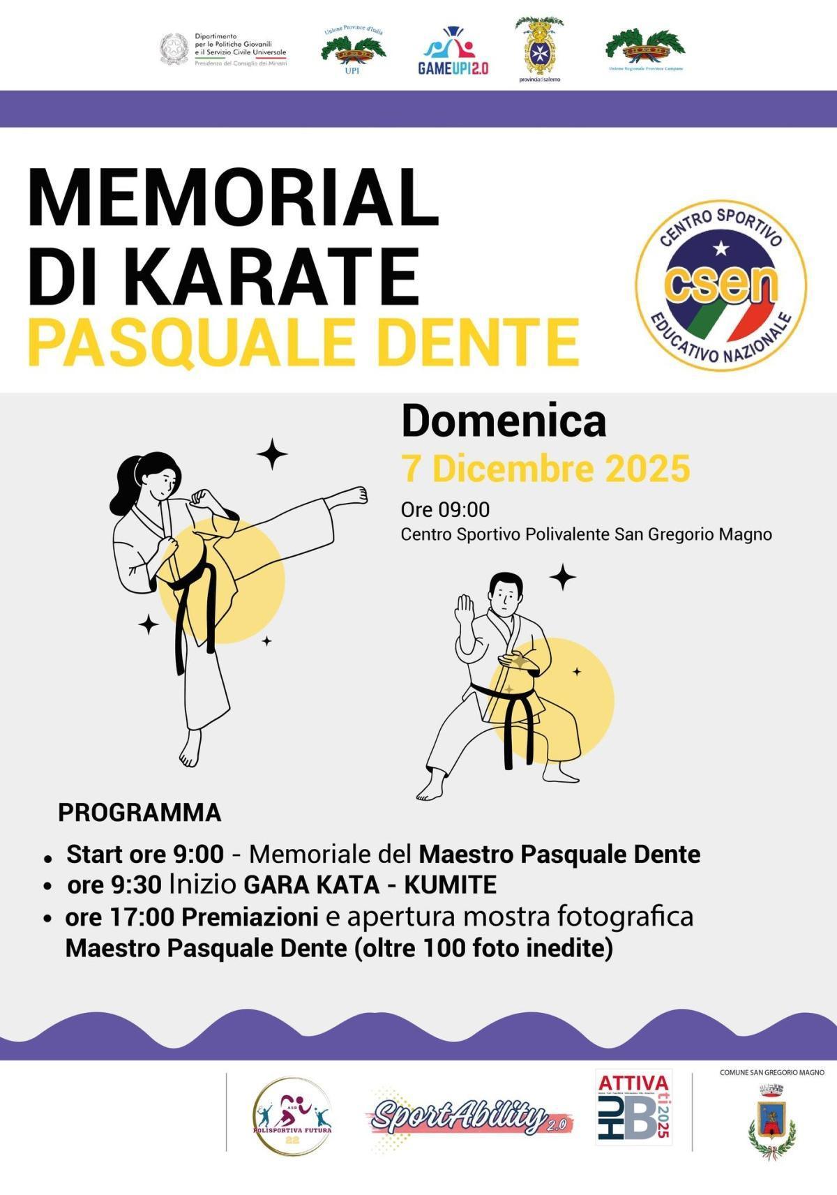 Memorial di Karate Pasquale Dente (inizio ore 9.00)
