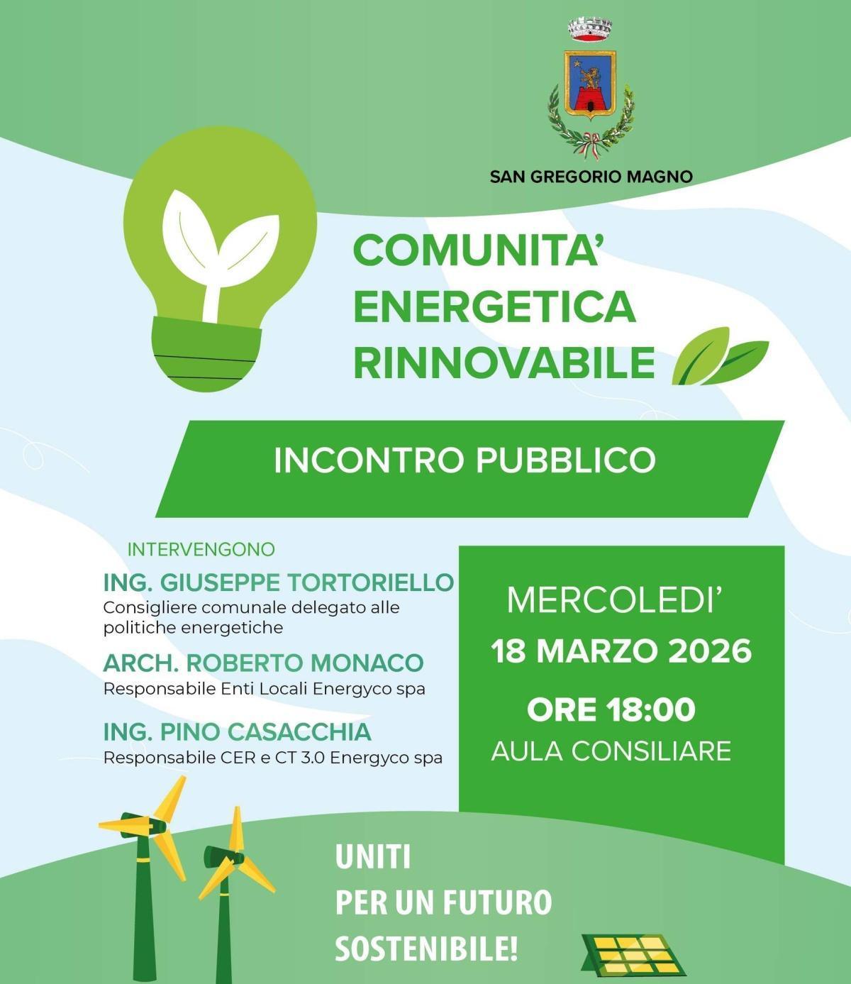 Comunità Energetica Rinnovabile - Incontro Pubblico (Inizio ore 18:00)