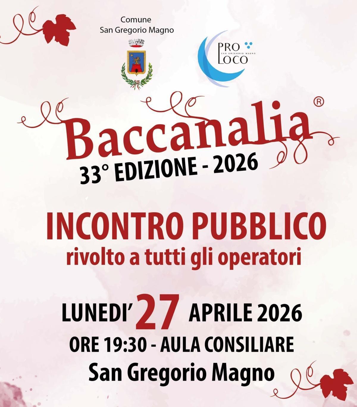 Baccanalia 33° Edizione 2026 (Inizio ore 19:30)