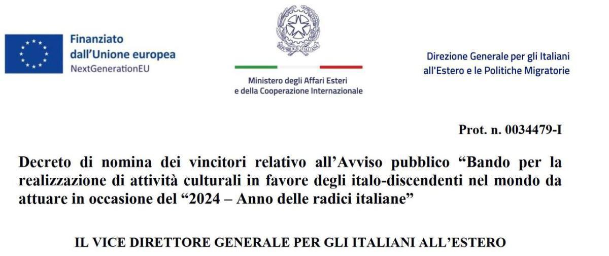 Vincitori del Bando "Anno delle Radici Italiane" Vincitori del Bando "Anno delle Radici Italiane"