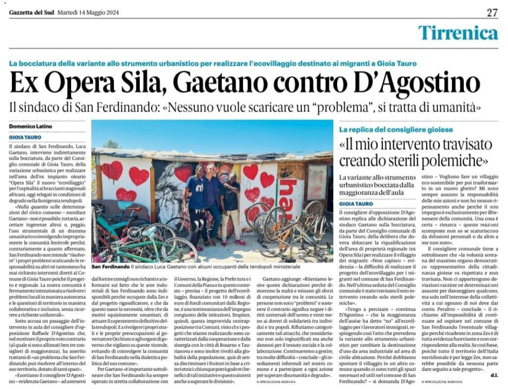 Ex Opera Sila, Gaetano contro D'Agostino Ex Opera Sila, Gaetano contro D'Agostino