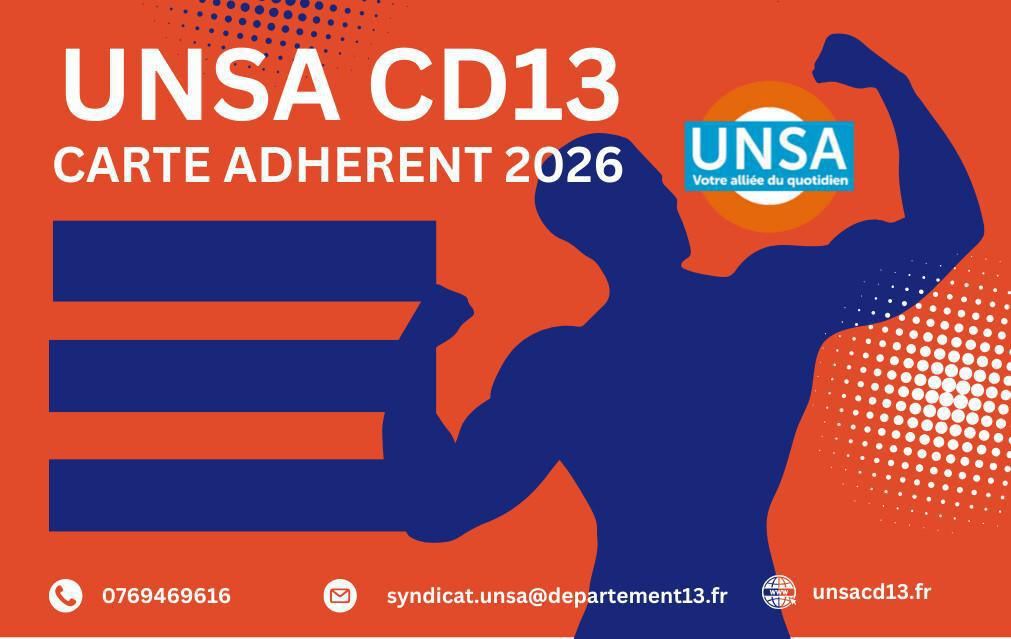 ADHESION 2026 UNSA CD13 / 2 METHODES DE PAIEMENT DIFFERENTES / TARIFS ANNUELS 2025 / 72€ CATEGORIE A / 66€ CATEGORIE B / 60€ CATEGORIE C 