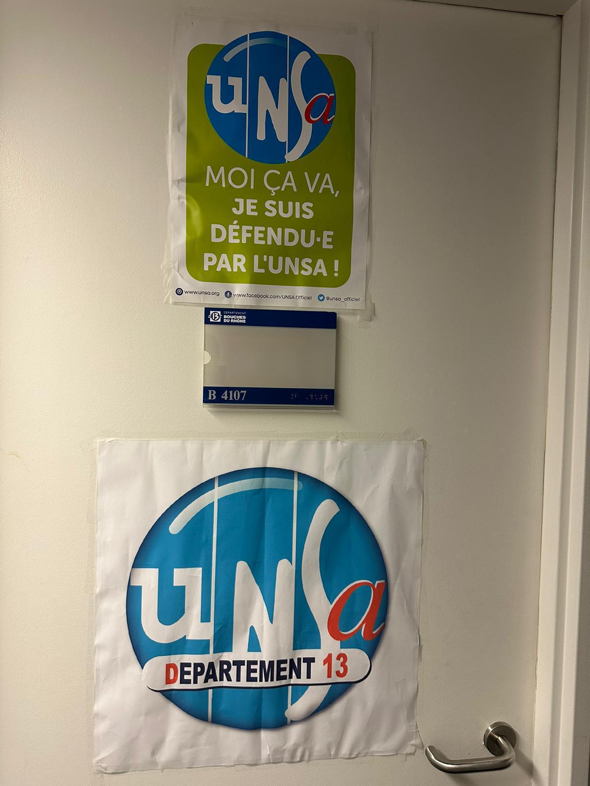 Permanences UNSA CD13 au local B4107 B4106 (ascenseurs avant la crèche)