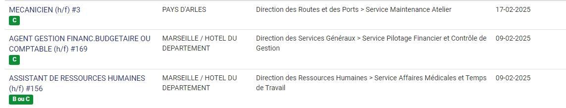 LES POSTES A POURVOIR EN INTERNE AU CD13 / CATEGORIES C, B ET A / LISTES ACTUALISEES AU 3 FEVRIER 2025