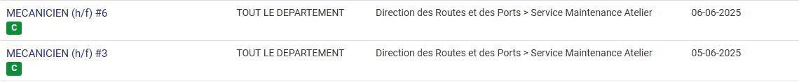 LES POSTES A POURVOIR EN INTERNE AU CD13 / CATEGORIES C, B ET A / LISTES ACTUALISEES AU 07 MAI 2025